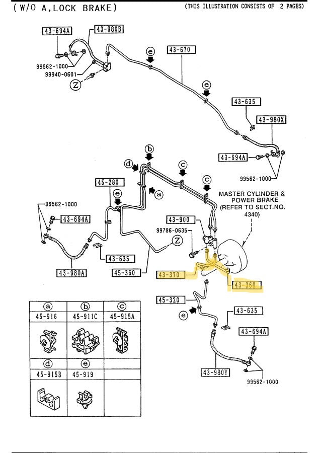 Brake Hard Line Master Cylinder to Proportioning Valve Factory Used 19