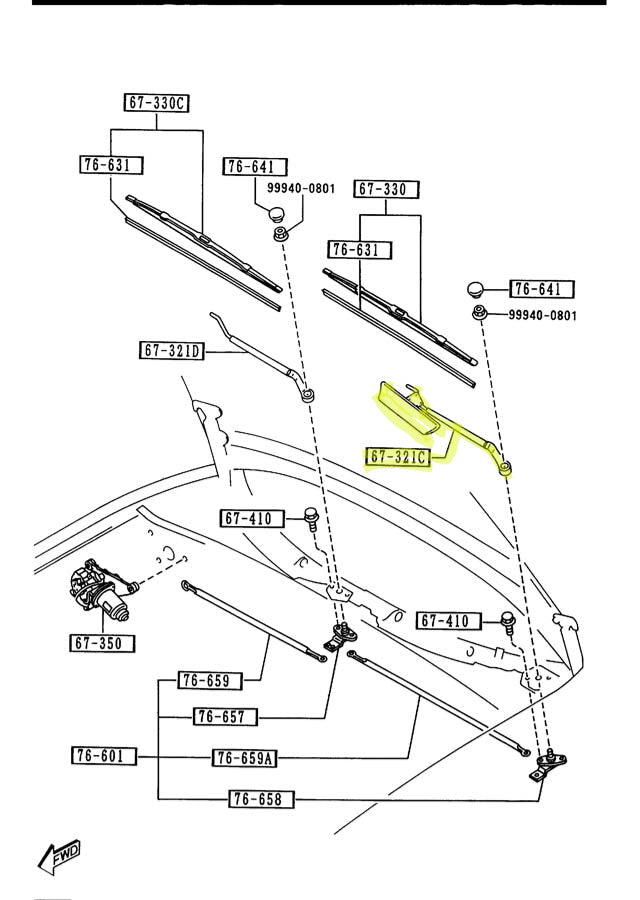 Windshield Wiper Arms Factory New 19901997 NA Mazda Miata Mikes
