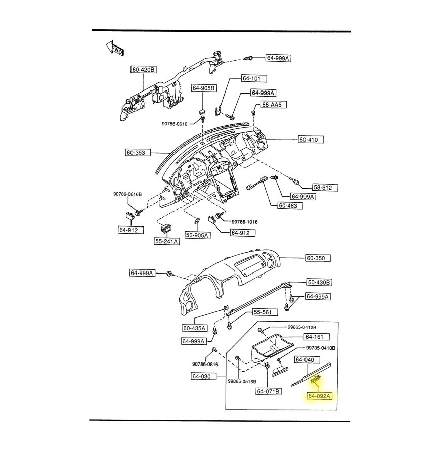 Latch Handle Glove Box Door Factory New 19941997 NA Mazda Miata