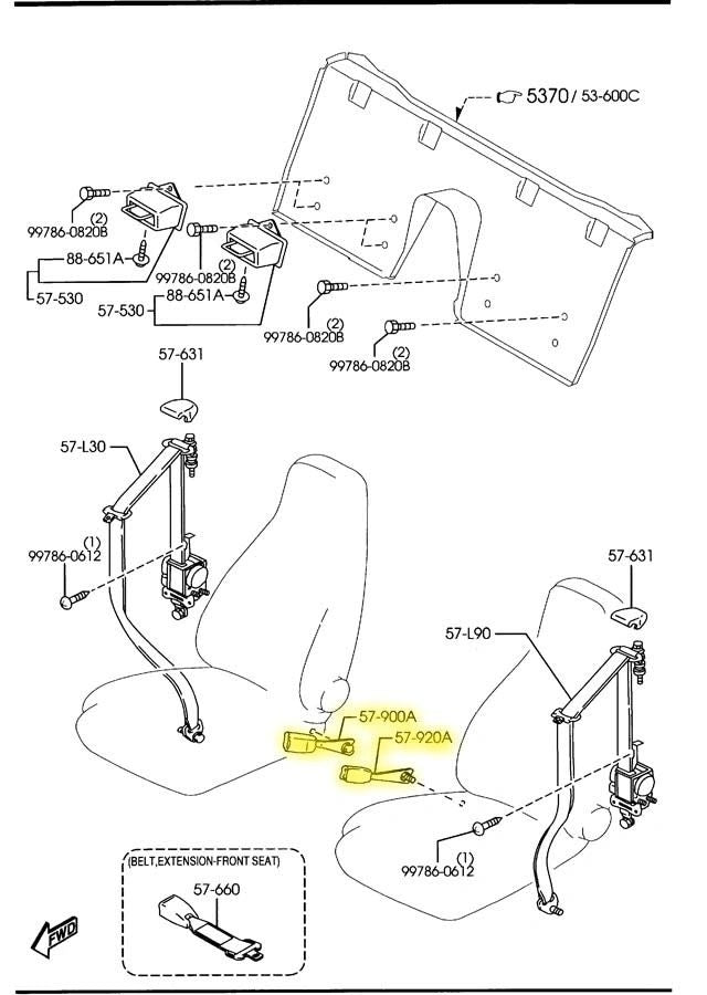Seat Belt Receptacle Buckle Factory Used 20012005 NB Mazda Miata