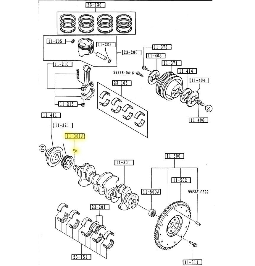Crankshaft Woodruff Key 1.6 Liter Engine Factory New 1990-1991 NA Mazda Miata