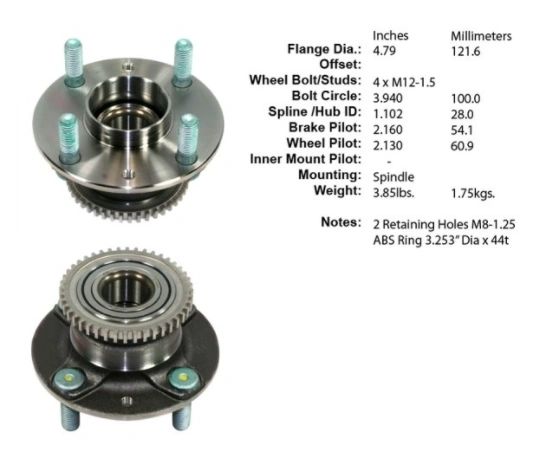Front Hub Assembly Stoptech Aftermarket New 1990-2005 NA and NB Mazda Miata