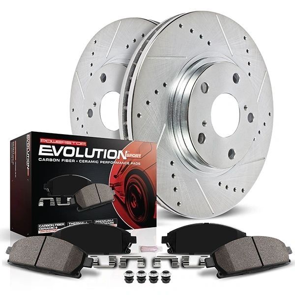 Brake Rotors and Pads Front Set PowerStop Evolution Sport Aftermarket New 1994-2002 NA and NB Mazda Miata