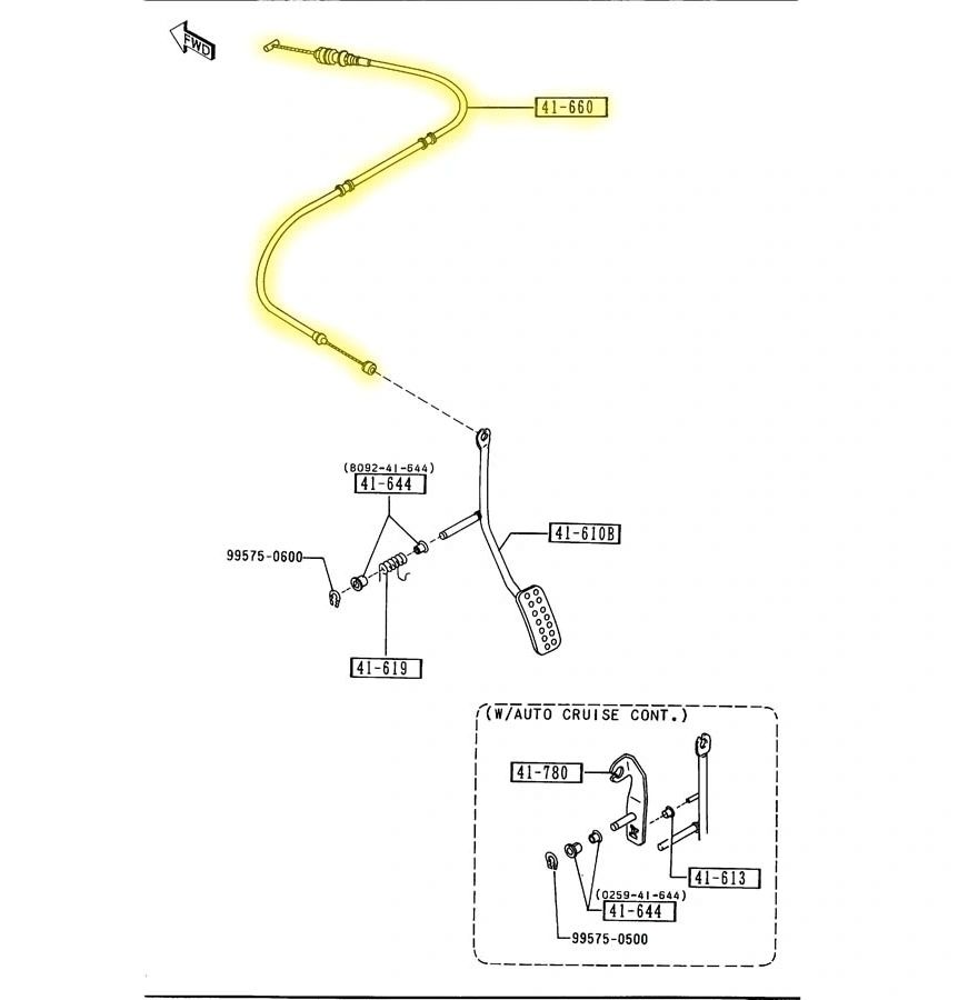 Throttle Cable 1.6 Liter Engine Factory Used 19901993 NA Mazda Miata