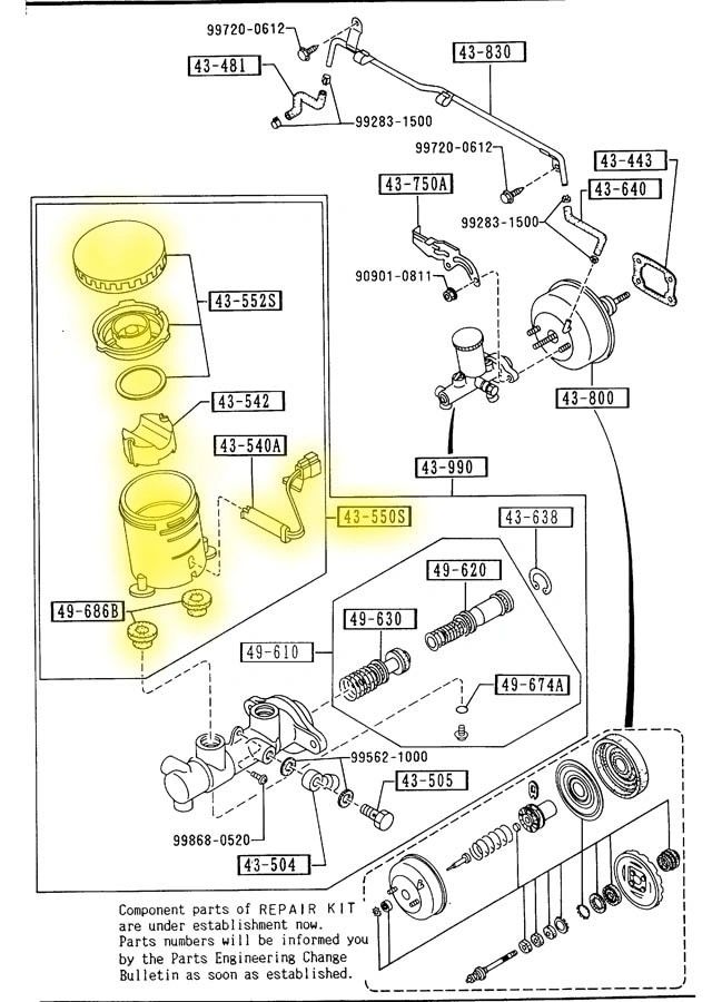 Brake Master Cylinder Reservoir Factory Used 19901997 NA Mazda Miata