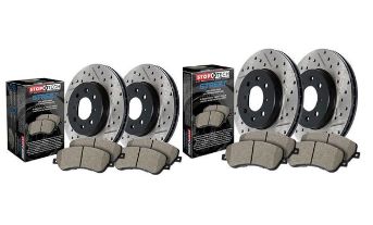 Brake Rotors and Pads Complete Set Slotted and Drilled Stoptech Street Touring Aftermarket New 1994-2002 NA and NB Mazda Miata