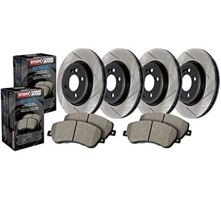 Brake Rotors and Pads Complete Set Slotted Stoptech Street Touring Aftermarket New 1990-1993 NA Mazda Miata