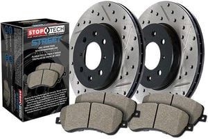 Brake Rotors and Pads Rear Set Slotted and Drilled Stoptech Street Touring Aftermarket New 1990-1993 NA Mazda Miata