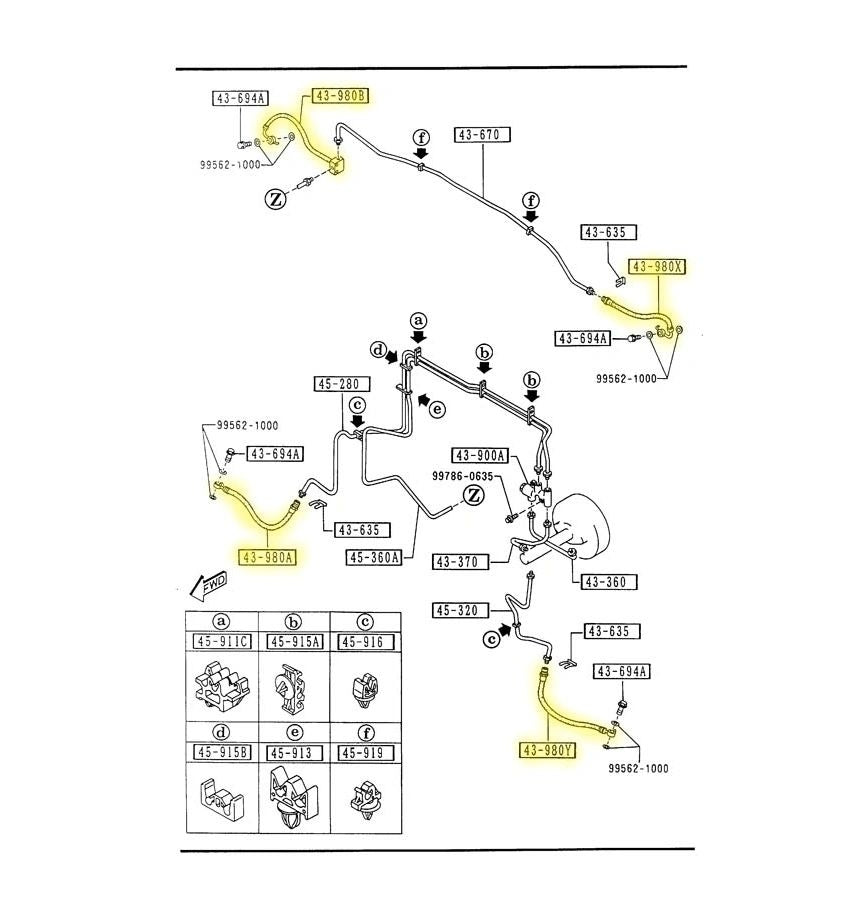 Brake Hoses Factory New 19942002 NB Mazda Miata Mikes Miata Parts