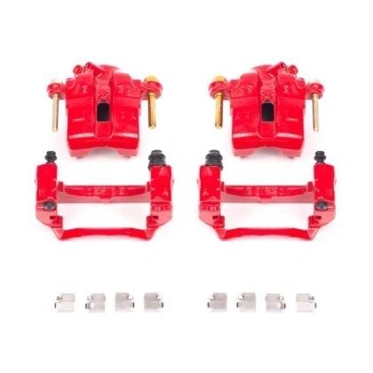 Brake Calipers Front Pair Red Powder Coated PowerStop Aftermarket New 1994-2002 NA and NB Mazda Miata