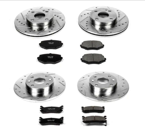 Brake Rotors and Pads Complete Set PowerStop Evolution Sport Aftermarket New 1994-2002 NA and NB Mazda Miata