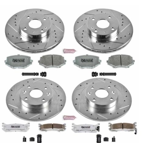 Brake Rotors and Pads Complete Set PowerStop Extreme Street Performance Aftermarket New 1994-2002 NA and NB Mazda Miata