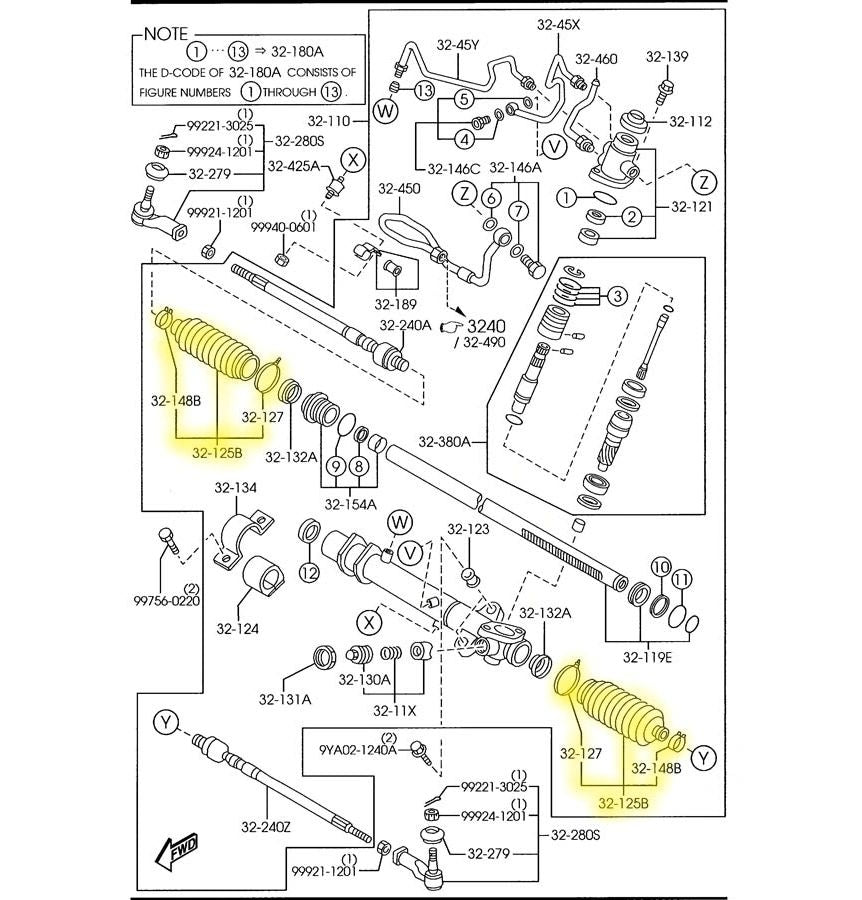 Power Steering Rack Tie Rod Dust Boot Factory New 19992005 NB Mazda M