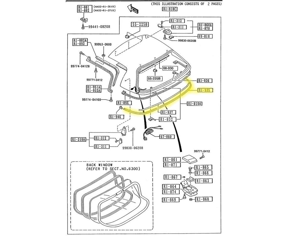 Hard Top Rear Deck Protector Molding Factory New 1990-2005 NA and