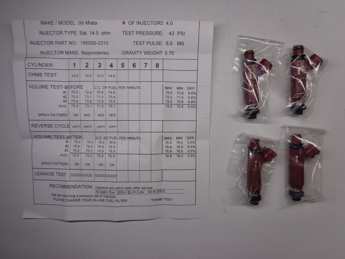 Fuel Injectors Set Factory Remanufactured 1999-2000 NB Mazda Miata ...