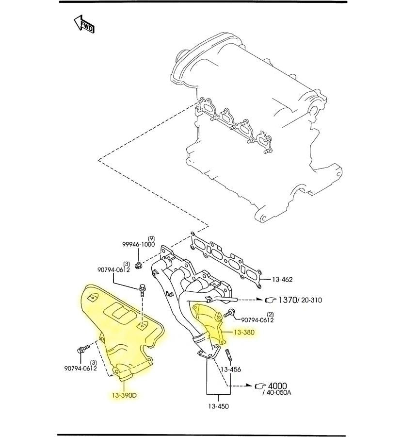 Heat Shields Exhaust Manifold Factory New 2001-2005 Mazda Miata