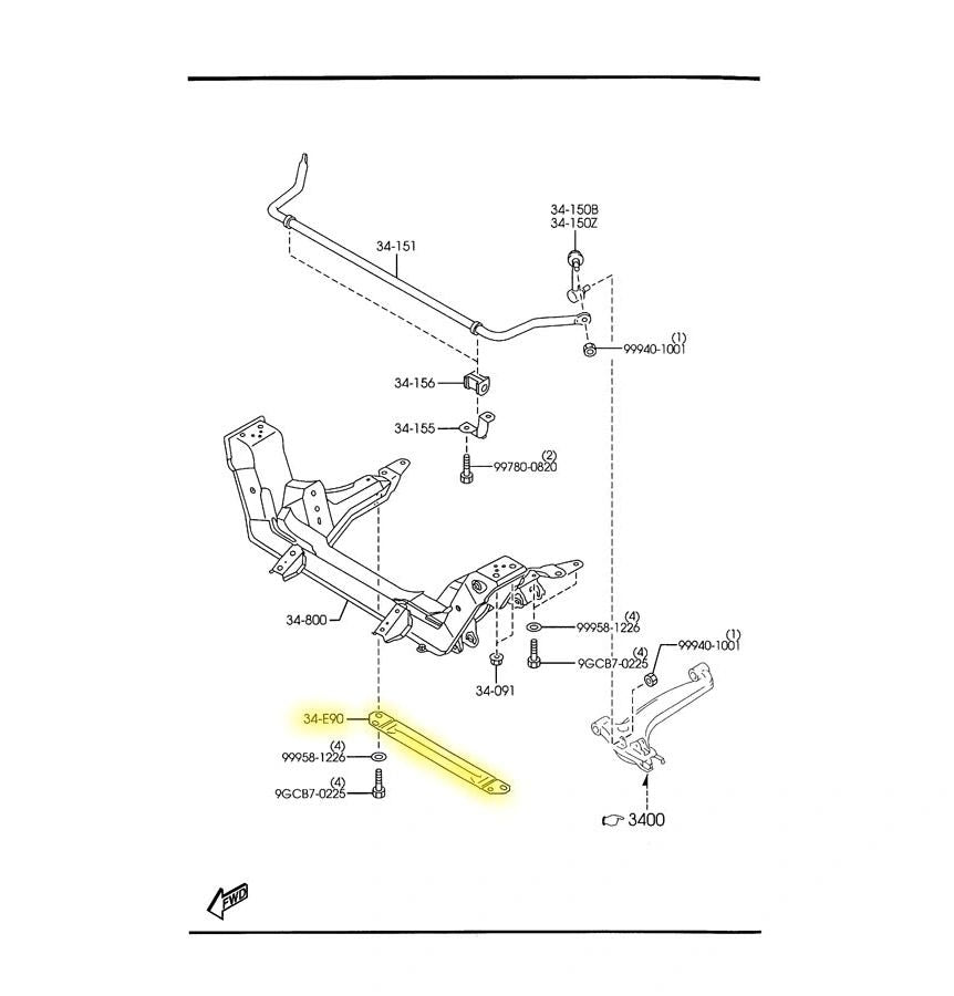 Brace Front Subframe Factory New 2001-2005 NB Mazda Miata