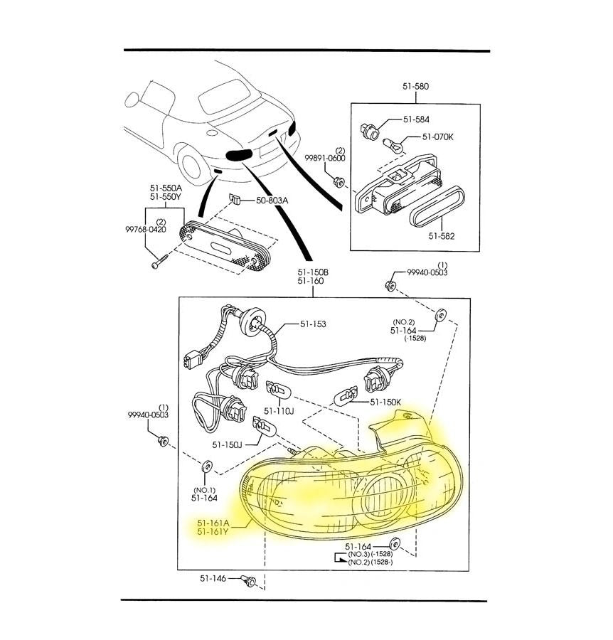 Tail Light Assemblies Factory New 2001-2005 NB Mazda Miata