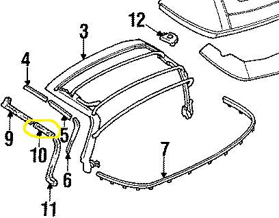 Convertible Top Seal Driver Side Middle Factory Used 1990-1997 NA Mazda Miata