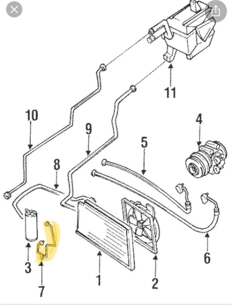 Air Conditioning High Pressure Line to Drier Factory Used 1990-1993 NA Mazda Miata