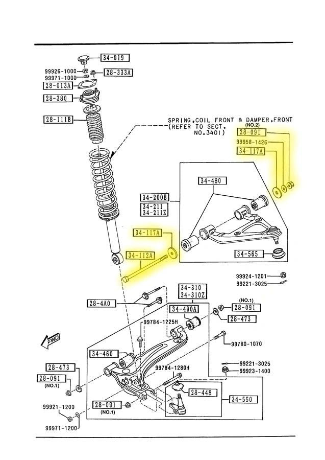 Bolt and Nut Control Arm Front Upper Factory New 1990-2005 NA and NB Mazda Miata