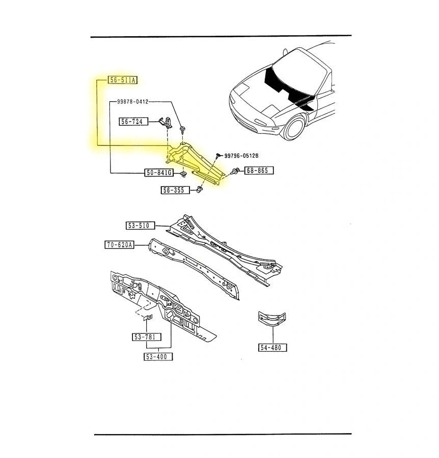 Windshield Wiper Motor Cover Factory Used 1990-2005 NA and NB Mazda Miata