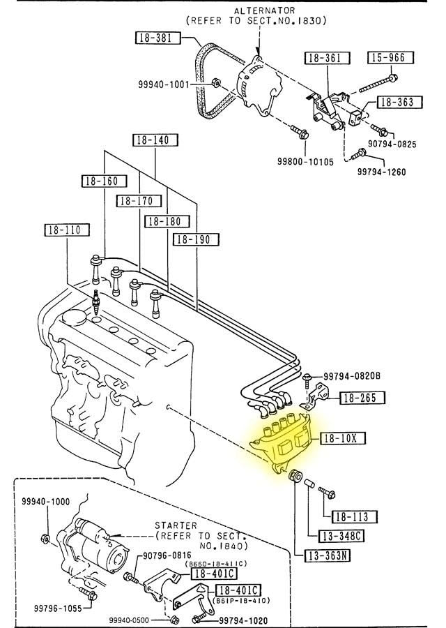 Coil Pack 1.6 Liter Engine Factory Used 1990-1993 NA Mazda Miata