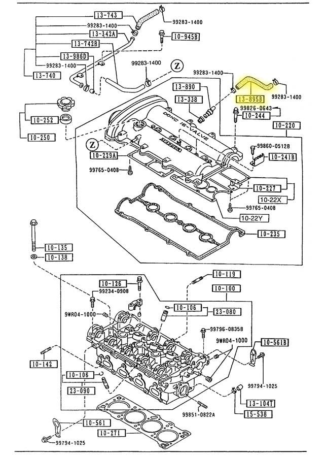 Engine Positive Crankcase Ventilation Valve Hose Factory New 1990-1993 NA Mazda Miata