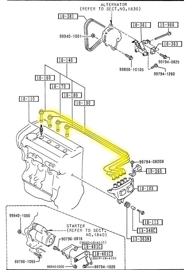 Spark Plug Wires Set Factory Used 1990-1993 NA Mazda Miata