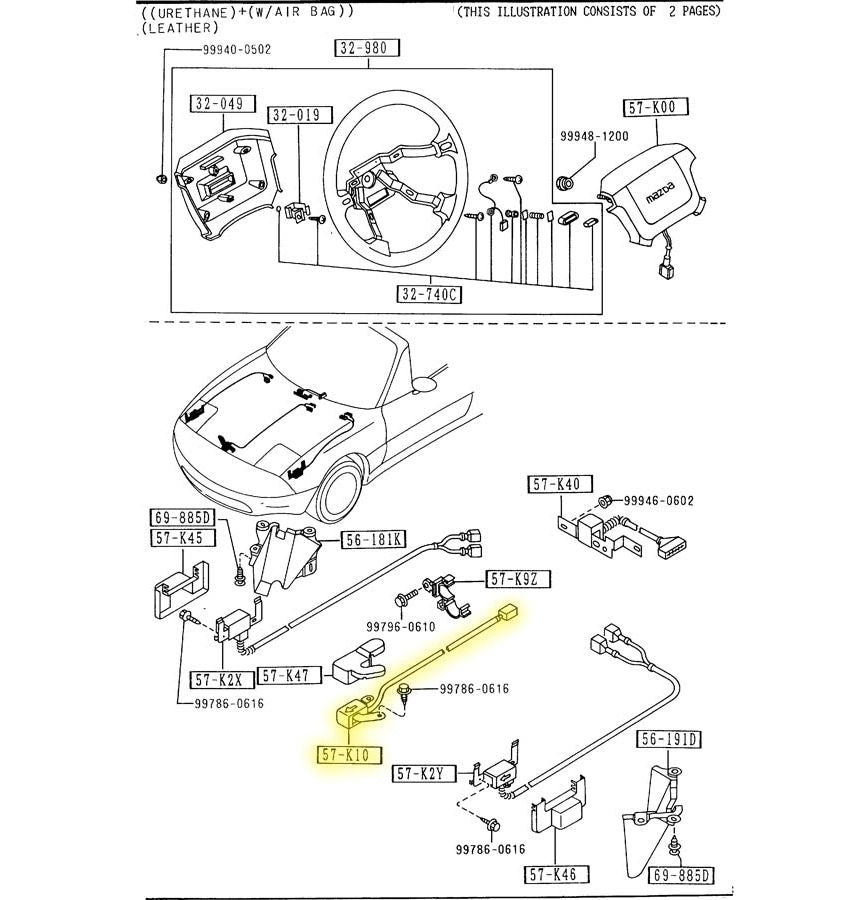 Air Bag Crash Sensor Radiator Support Factory Used 1990-1994 NA Mazda Miata