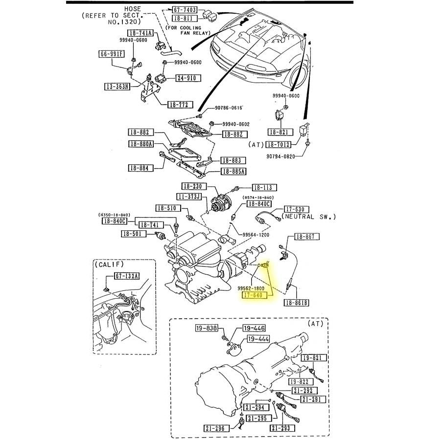 Back Up Light Switch Factory Used 1990-1997 NA Mazda Miata