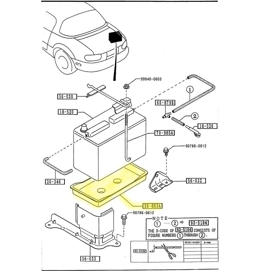 Battery Tray Factory New 1990-1997 NA Mazda Miata