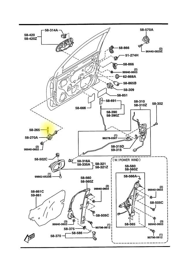 Door Check Pin Factory Used 1990-2005 NA and NB Mazda Miata