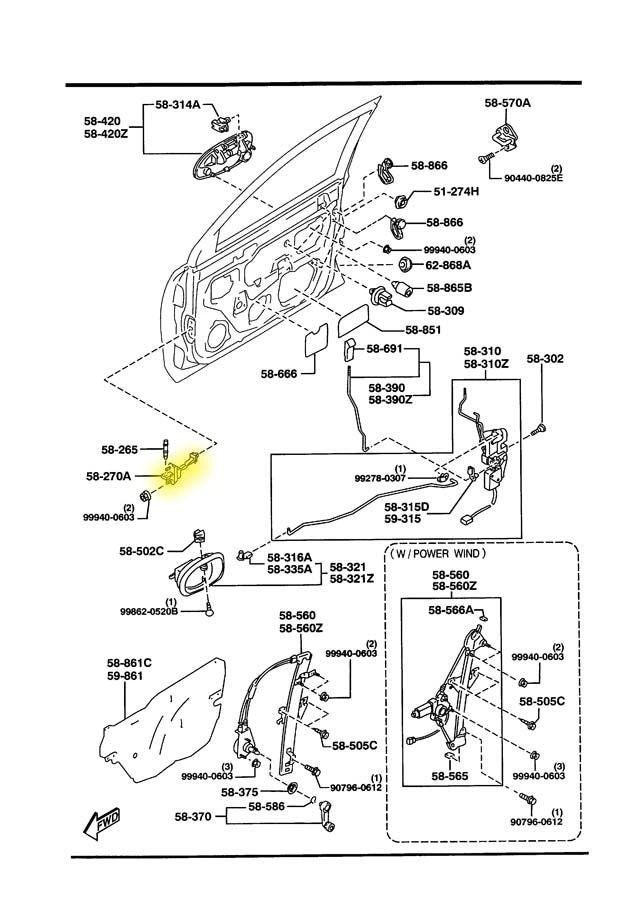 Door Check Arm Strap Factory Used 1990-2005 NA and NB Mazda Miata