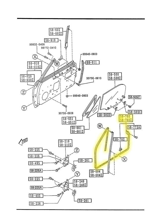 Door Seal Weatherstripping Factory New 1990-1997 NA Mazda Miata