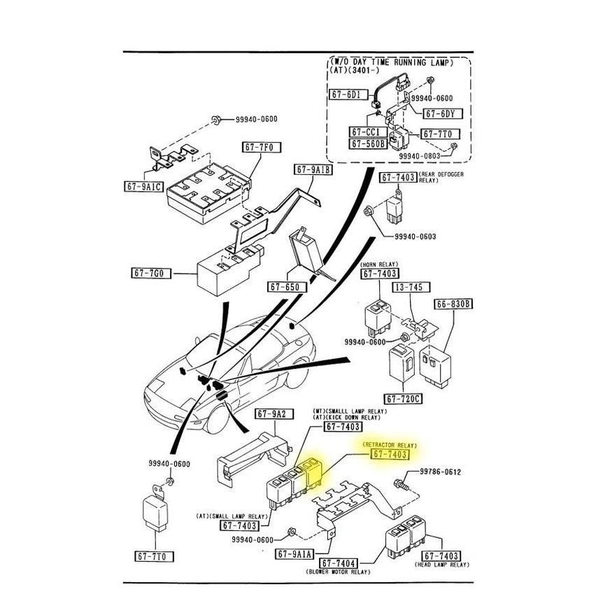 Relay LA12 Headlight Retractor Factory New 19901993 NA Mazda Miata