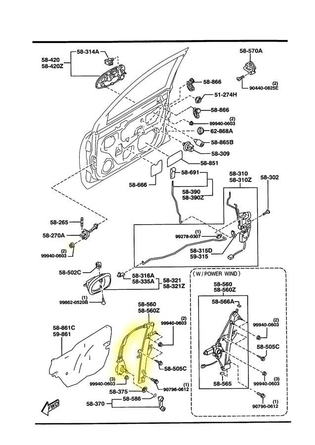 Window Regulator Manual Driver Side Factory Used 1990-1997 NA Mazda Miata