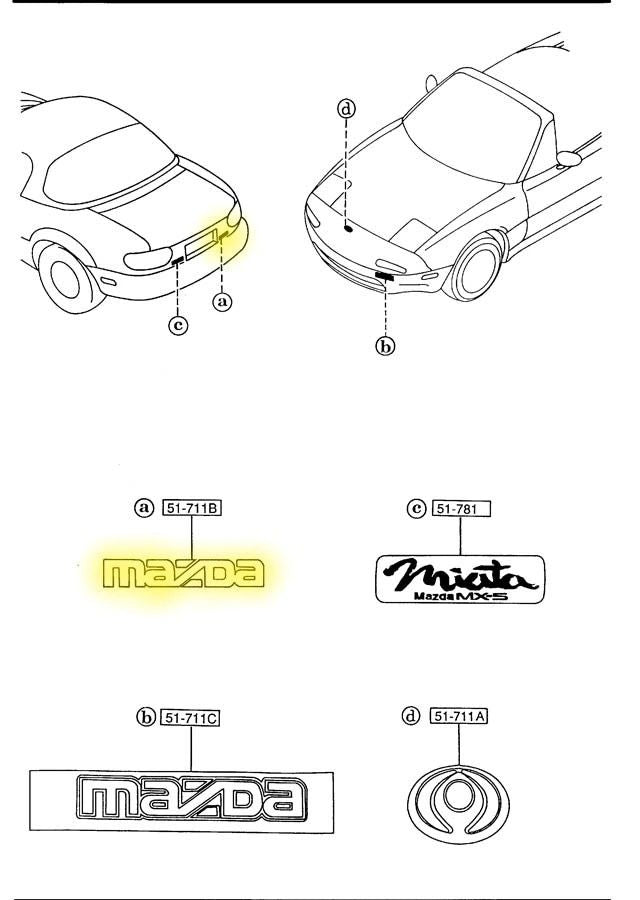 Mazda Emblem for Passenger Side Rear Finish Panel Factory New 1990-1997 NA Mazda Miata