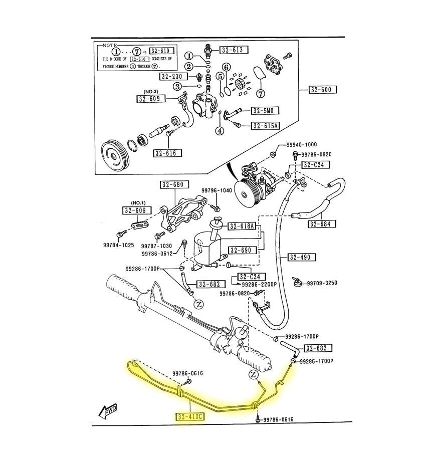 Power Steering Cooling Line Factory Used 1990-1997 NA Mazda Miata