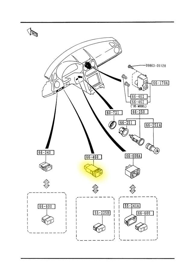 Rear Window Defroster Switch Factory New 1994-1997 NA Mazda Miata