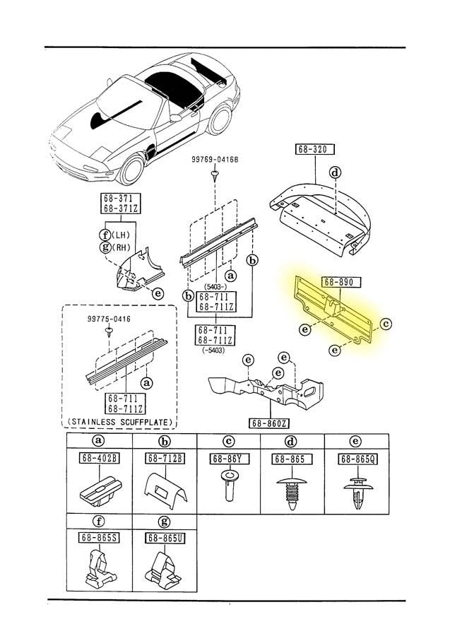 Trunk Carpet Panel for Trunk Latch Area Factory New 1990-1997 NA Mazda Miata