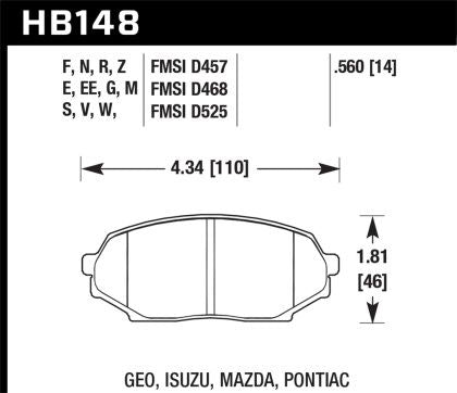 Brake Pads Front Hawk HP Plus Aftermarket New 1990-1993 NA Mazda Miata