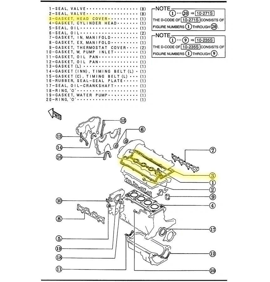 Valve Cover Gasket 1.8 Liter Engine Factory New 1994-2000 NA and NB Mazda Miata