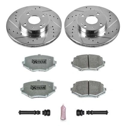 Brake Rotors and Pads Front Set PowerStop Extreme Street Performance Aftermarket New 1994-2002 NA and NB Mazda Miata