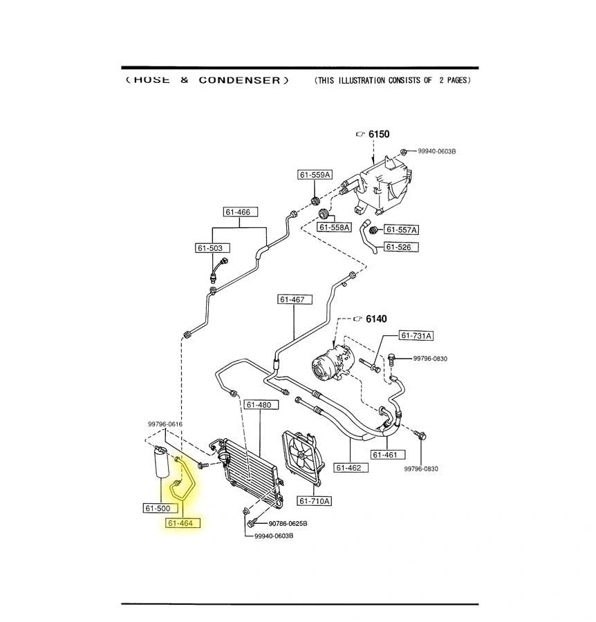 Air Conditioning High Pressure Line to Drier Factory Used 1994-1997 NA Mazda Miata