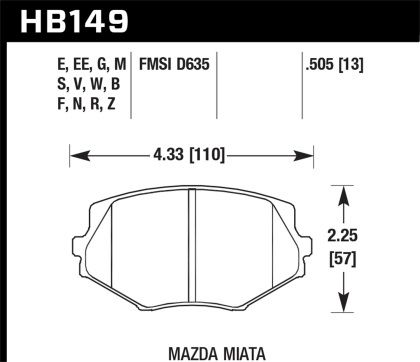 Brake Pads Front Hawk Ceramic Aftermarket New 1994-2002 NA and NB Mazda Miata