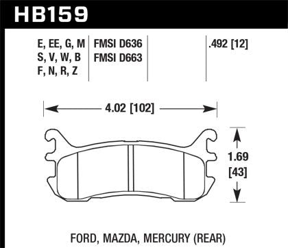 Brake Pads Rear Hawk HPS Aftermarket New 1994-2002 NA and NB Mazda Miata