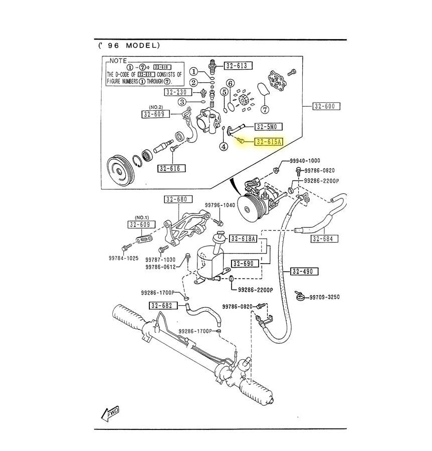 Power Steering Pump Return Pipe Bolt Factory New 1997-2005 NA and NB Mazda Miata