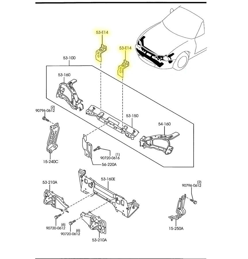 Bumper Impact Bar Brackets Factory New 1999-2005 Mazda Miata