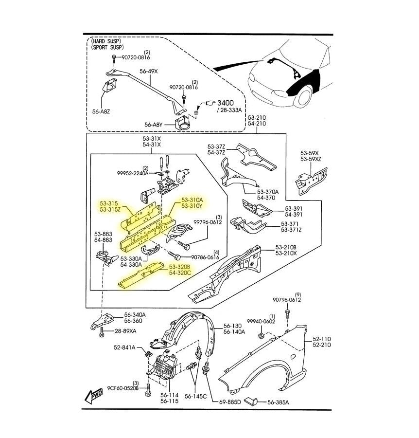 Frame Rail Driver Side Factory New 1999-2005 Mazda Miata